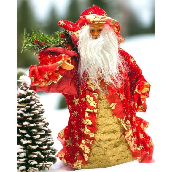 Santa Claus Christmas Tree Topper Centerpiece Red Star Robe Father Christmas - Picture 1 of 9